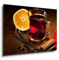 Obraz 1D - 100 x 70 cm F_E45954497 - Hot wine for Christmas with delicious orange and spic - Hork vno na Vnoce s lahodnm pomeranem a koenm