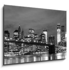 Obraz 1D - 100 x 70 cm F_E47820651 - Brooklyn Bridge and Manhattan Skyline At Night, New York City - Brooklynsk most a Manhattan Skyline v noci, New York City