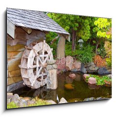 Sklenn obraz 1D - 100 x 70 cm F_E4796949 - Old Hut with Waterwheel