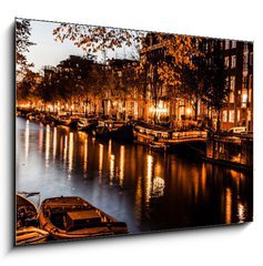 Sklenn obraz 1D - 100 x 70 cm F_E48268709 - Amsterdam at night, The Netherlands