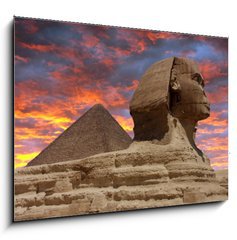 Sklenn obraz 1D - 100 x 70 cm F_E4923108 - Pyramid and Sphinx at Giza, Cairo