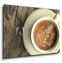Obraz   Taza de caf  con dibujo, 100 x 70 cm