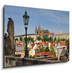 Obraz   Prague, Charles bridge, Vltava river, St. Vitus cathedral, 100 x 70 cm