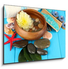 Sklenn obraz 1D - 100 x 70 cm F_E50265960 - Sea spa elements close up - Mosk koupele prvky zblzka