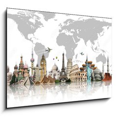 Obraz   Travel the world monuments concept, 100 x 70 cm