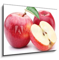 Obraz   Red apple with leaf and slice., 100 x 70 cm
