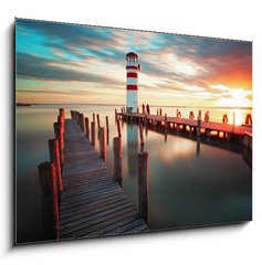 Sklenn obraz 1D - 100 x 70 cm F_E51901160 - Lighthouse - Lake in Austria - Majk