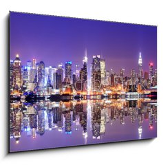 Sklenn obraz 1D - 100 x 70 cm F_E52706281 - Manhattan Skyline with Reflections