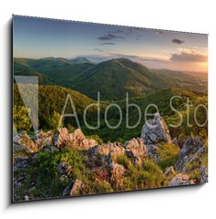 Obraz   Green nature panorama with sun, 100 x 70 cm