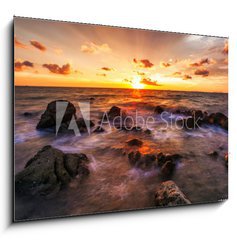 Obraz 1D - 100 x 70 cm F_E54555943 - Tropical beach at sunset.