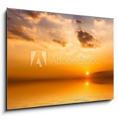 Sklenn obraz 1D - 100 x 70 cm F_E58094630 - Beautiful sunset with clouds reflected in water.
