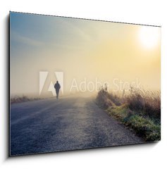 Sklenn obraz 1D - 100 x 70 cm F_E58456380 - men silhouette in the fog