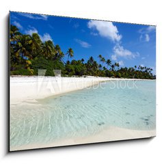 Sklenn obraz 1D - 100 x 70 cm F_E58724072 - Landscape of of Maina Island in Aitutaki Lagoon Cook Islands