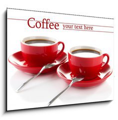 Obraz 1D - 100 x 70 cm F_E61102564 - Red cups of strong coffee isolated on white
