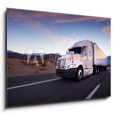 Obraz   Truck and highway at sunset  transportation background, 100 x 70 cm