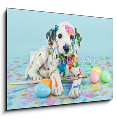 Sklenn obraz 1D - 100 x 70 cm F_E62241227 - Easter Dalmatain Puppy