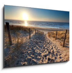 Obraz 1D - 100 x 70 cm F_E62704922 - sunshine over path to beach in North sea - slunce pes cestu na pl v Severnm moi