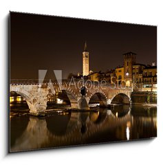 Obraz   Verona, il Ponte Pietra di notte, 100 x 70 cm