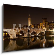 Obraz 1D - 100 x 70 cm F_E62797255 - Verona, il Ponte Pietra di notte