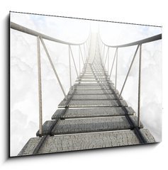 Obraz 1D - 100 x 70 cm F_E62972364 - Rope Bridge Above The Clouds - Lanov most nad mraky