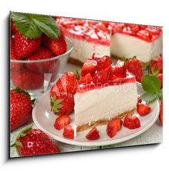 Obraz 1D - 100 x 70 cm F_E64315819 - strawberry cheesecake
