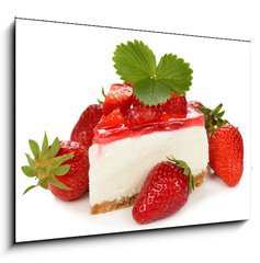 Obraz 1D - 100 x 70 cm F_E64315866 - strawberry cheesecake - jahodov tvarohov kol