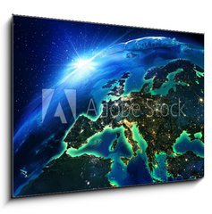 Sklenn obraz 1D - 100 x 70 cm F_E64898430 - land area in Europe the night - pozemku v Evrop v noci