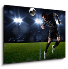 Obraz 1D - 100 x 70 cm F_E66124797 - Hispanic Soccer Player heading the ball - Hispnsk fotbalista m m