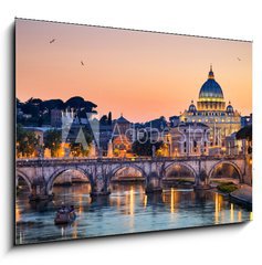 Obraz 1D - 100 x 70 cm F_E67849317 - Night view of the Basilica St Peter in Rome, Italy
