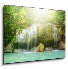 Obraz 1D - 100 x 70 cm F_E69089073 - Deep forest waterfall