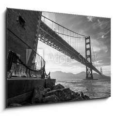Obraz 1D - 100 x 70 cm F_E69777803 - Golden Gate Bridge Black and White