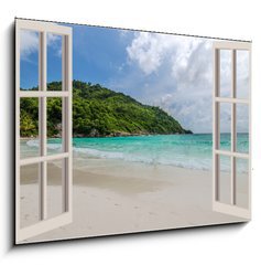 Sklenn obraz 1D - 100 x 70 cm F_E70373045 - The open window, with sea views