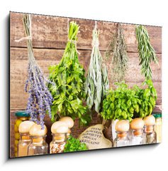 Sklenn obraz 1D - 100 x 70 cm F_E70518876 - various fresh and dried herbs