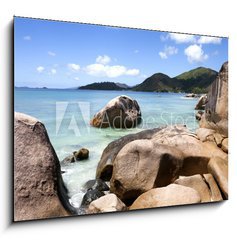 Sklenn obraz 1D - 100 x 70 cm F_E70569144 - beach in Seychelles islands - pl na Seychelskch ostrovech