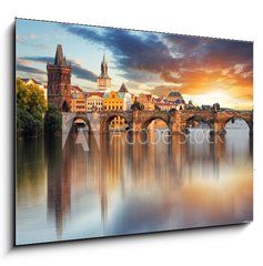 Sklenn obraz 1D - 100 x 70 cm F_E71073714 - Prague - Charles bridge, Czech Republic