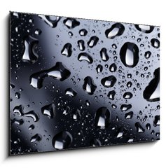 Obraz 1D - 100 x 70 cm F_E71110310 - abstract water drops on polished stainless steel surface