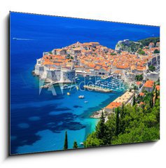 Sklenn obraz 1D - 100 x 70 cm F_E71208436 - A panoramic view of the walled city, Dubrovnik Croatia - Panoramatick vhled na opevnn msto Dubrovnk v Chorvatsku