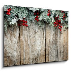 Obraz   Christmas fir tree on wooden background, 100 x 70 cm