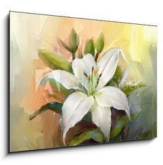 Obraz 1D - 100 x 70 cm F_E71266838 - White lily flower.Flower oil painting
