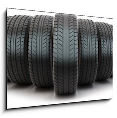 Sklenn obraz 1D - 100 x 70 cm F_E72005563 - Group of automotive tires - Skupina automobilovch pneumatik