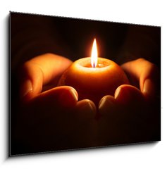 Sklenn obraz 1D - 100 x 70 cm F_E72333685 - prayer - candle in hands