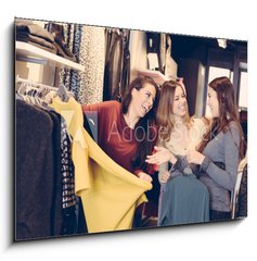 Obraz 1D - 100 x 70 cm F_E73111189 - Three Women in a Clothing Store - Ti eny v obchod s odvy