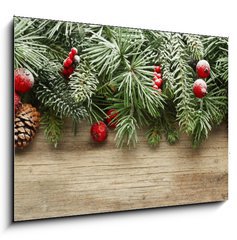 Obraz   Christmas tree branches background, 100 x 70 cm