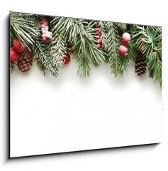 Obraz 1D - 100 x 70 cm F_E73500851 - Christmas tree branches background - Vnon stromky vtve pozad