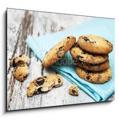 Obraz 1D - 100 x 70 cm F_E75839613 - Chocolate cookies on wooden table - okoldov suenky na devnm stole