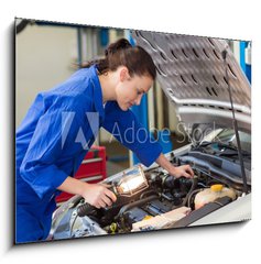 Obraz 1D - 100 x 70 cm F_E76966308 - Mechanic examining under hood of car with torch