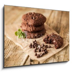 Obraz 1D - 100 x 70 cm F_E78546339 - Double chocolate chip cookies - Dvojit okoldov cookie