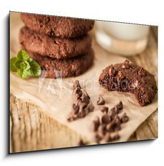 Sklenn obraz 1D - 100 x 70 cm F_E78547731 - Double chocolate chip cookies - Dvojit okoldov cookie