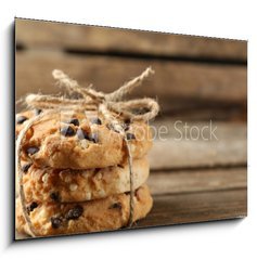Obraz 1D - 100 x 70 cm F_E78640228 - Tasty cookies on rustic wooden background