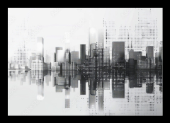 Sklenn obraz 1D - 100 x 70 cm F_E796484552 - Digital cityscape with dots creating modern urban skyline